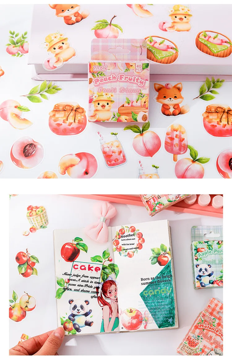 40Pcs/Set Fruit Aroma Fills The Garden Series Vintage Flower Material Collage Sticker Creative DIY Journal Stationery