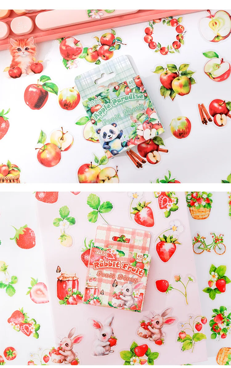 40Pcs/Set Fruit Aroma Fills The Garden Series Vintage Flower Material Collage Sticker Creative DIY Journal Stationery