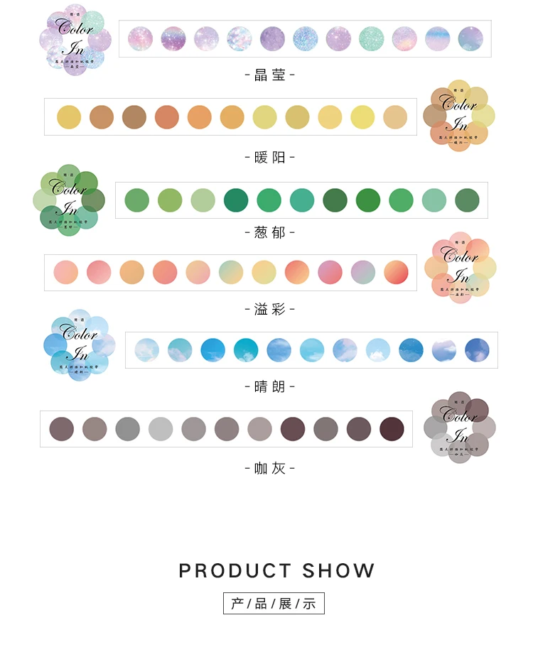 100pcs/roll Colorful Polka Washi Paper Collage Round Stickers Tape Dot Decoration Hand Account Stickers