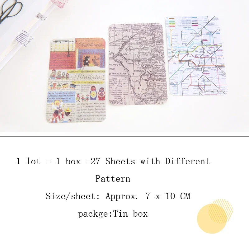 Korean Kawaii Stationery Lovely Tin Scrapbooking Pastel Marking Tape Craft Stickers Decorative DIY Memo Planner Tool 27 Sheets