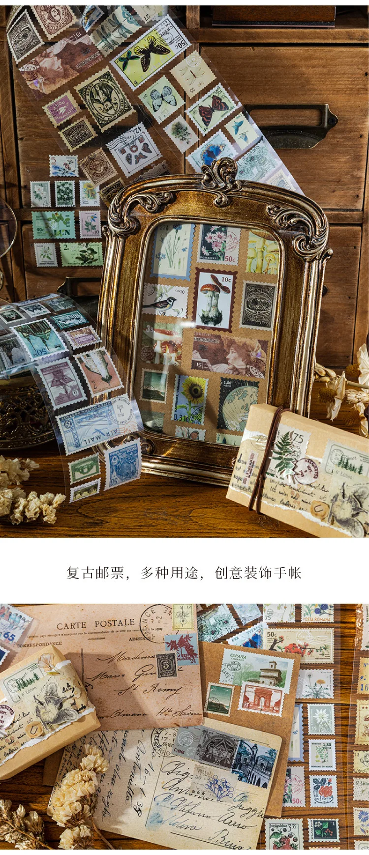 Mysterious Letters Raven Castle Gothic Stamp Vintage Paper Sticker Roll Scrapbooking Jurnaling Diary Decorative Collages