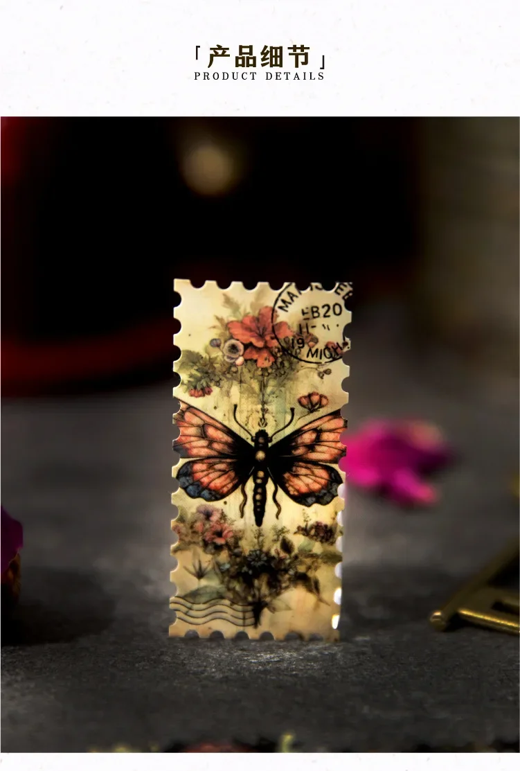 Mysterious Letters Raven Castle Gothic Stamp Vintage Paper Sticker Roll Scrapbooking Jurnaling Diary Decorative Collages