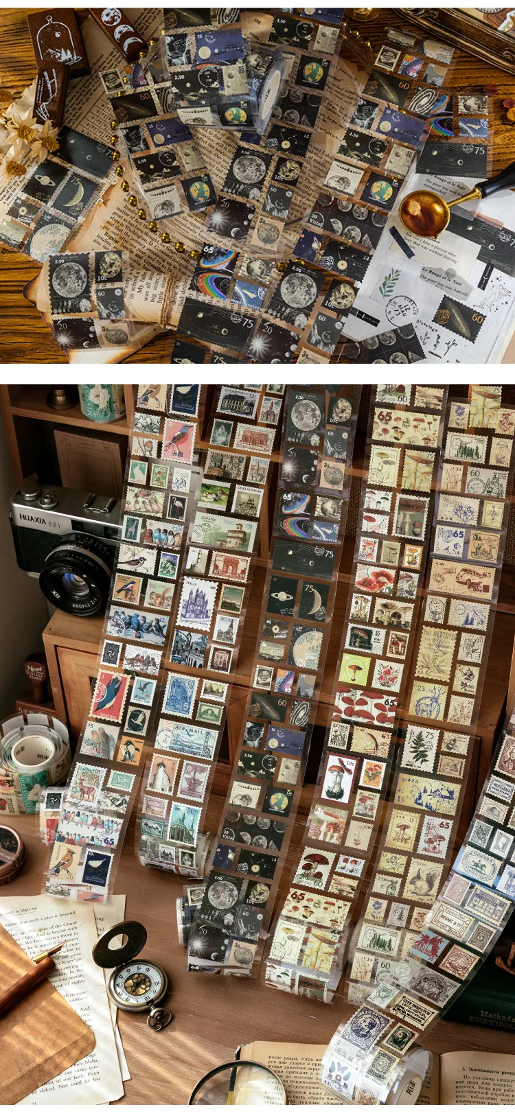 Mysterious Letters Raven Castle Gothic Stamp Vintage Paper Sticker Roll Scrapbooking Jurnaling Diary Decorative Collages