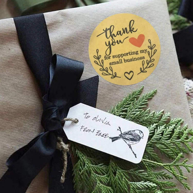 100-500Pcs Kraft Paper Thank You Stickers for Small Business Supplies Packing, Envelopes Seals, Gift Wraps and Crafts