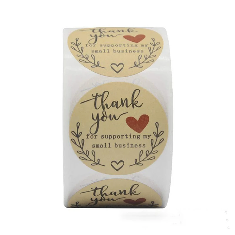 100-500Pcs Kraft Paper Thank You Stickers for Small Business Supplies Packing, Envelopes Seals, Gift Wraps and Crafts