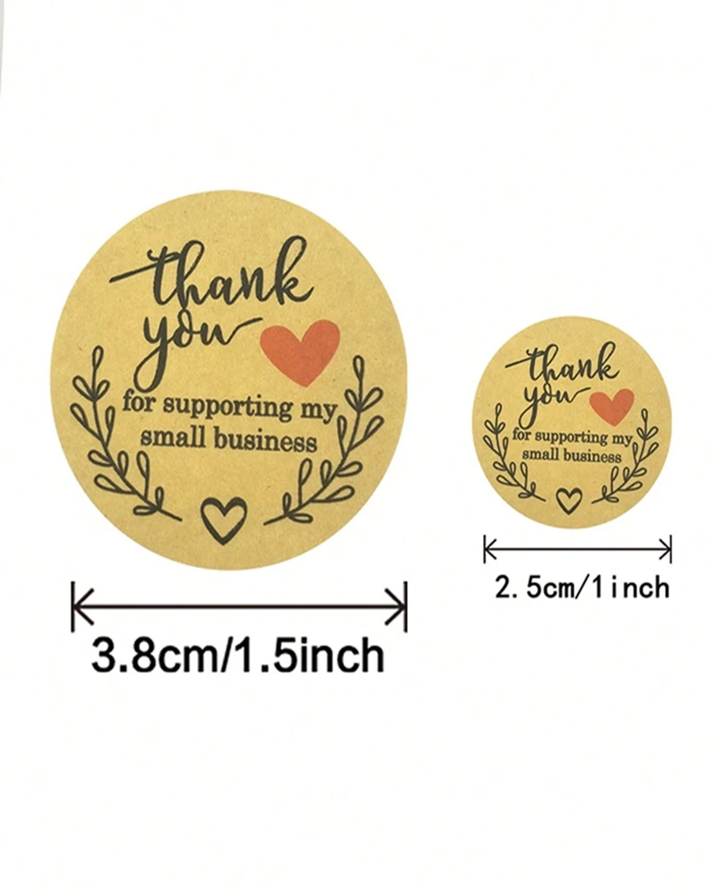 100-500Pcs Kraft Paper Thank You Stickers for Small Business Supplies Packing, Envelopes Seals, Gift Wraps and Crafts