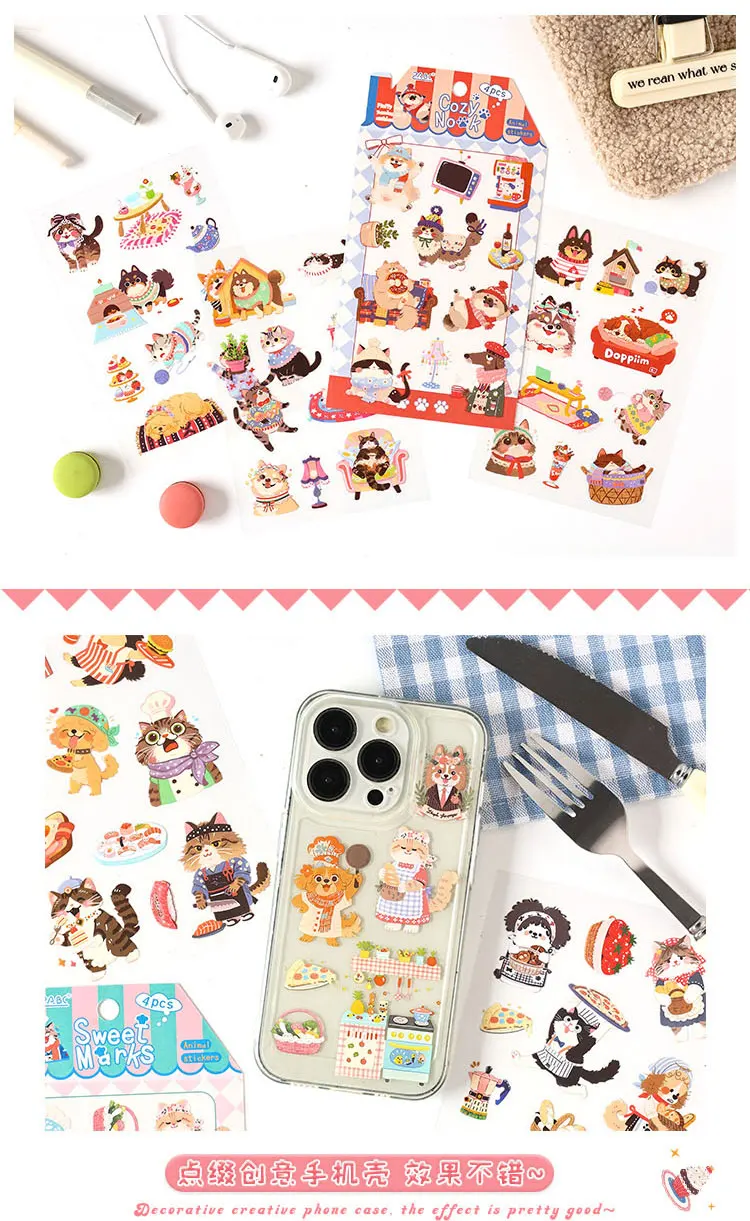 4/24pcs Kawaii Cartoon Animal Cute Things PET Stickers Scrapbooking DIY Diary Phone Case Aesthetic Stationery Stickers