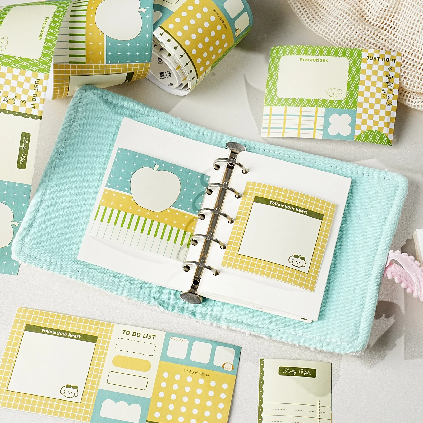 Etori Life Colorful Diary Series Colorful Journal Tape Fresh Retro Animal Plaid Collage Decorative Stickers for Laptops, Phone Stickers, Luggage, DIY Diaries, Student Gift Bags, Gift Box Packaging, Card Making, Baking Sealing, Children's Stationery Stickers, Gifts for Friends, School Supplies