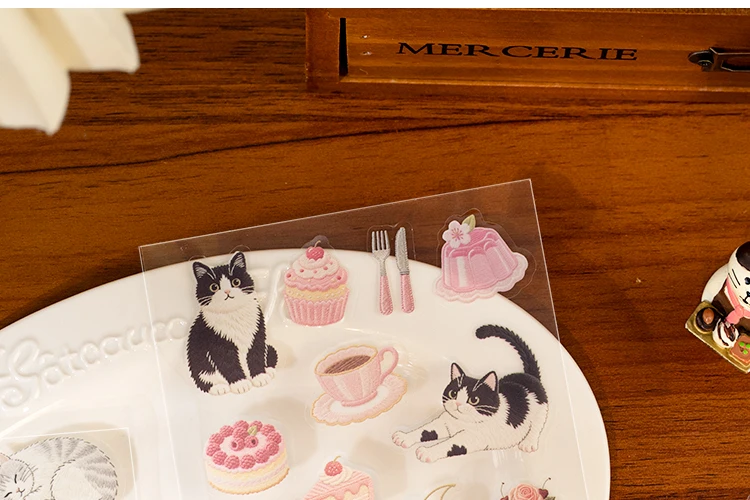 2sheets Meow Enjoys Sweet Time Series Kawaii Cartoon PET Stickers DIY Diary Scrapbook Aesthetics Stationery Stickers