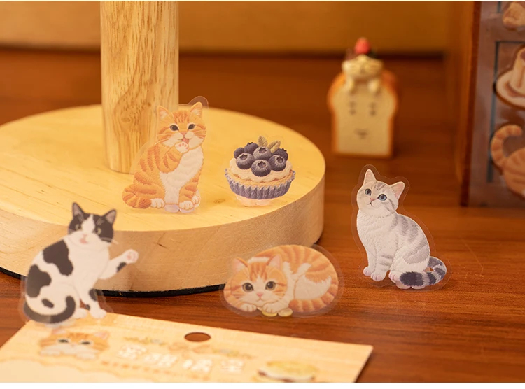 2sheets Meow Enjoys Sweet Time Series Kawaii Cartoon PET Stickers DIY Diary Scrapbook Aesthetics Stationery Stickers