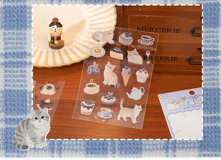 2sheets Meow Enjoys Sweet Time Series Kawaii Cartoon PET Stickers DIY Diary Scrapbook Aesthetics Stationery Stickers
