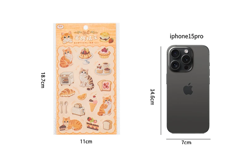 2sheets Meow Enjoys Sweet Time Series Kawaii Cartoon PET Stickers DIY Diary Scrapbook Aesthetics Stationery Stickers