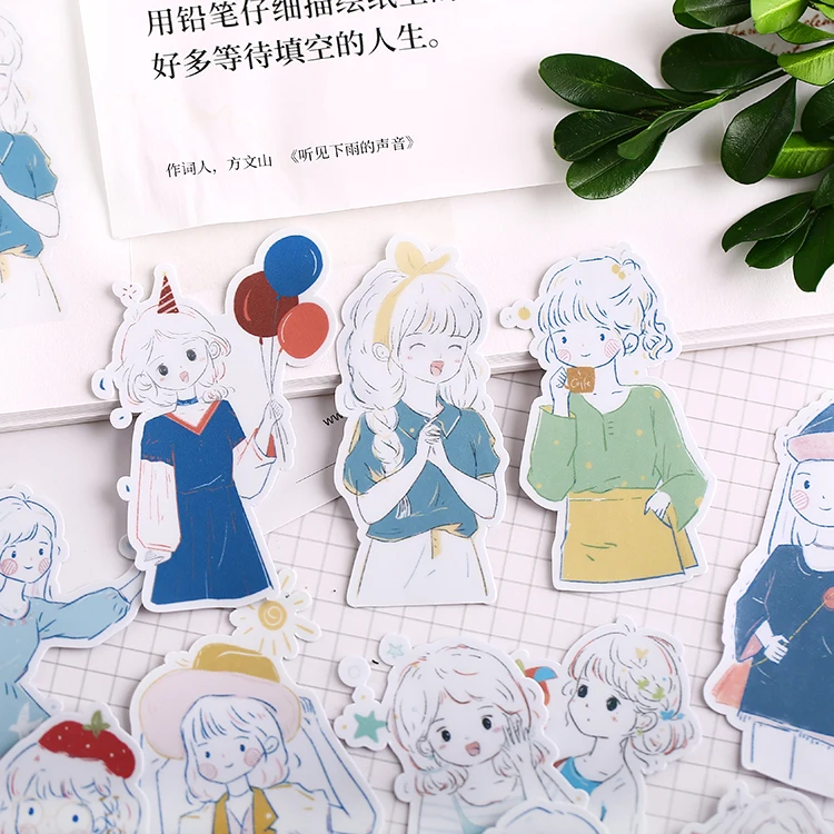 20pcs Cute Cartoon Girl's Set Stickers Diy Scrapbooking Fashion Laptop Snowboard Decor Car Styling Decal Fridge Doodle Kid Toy