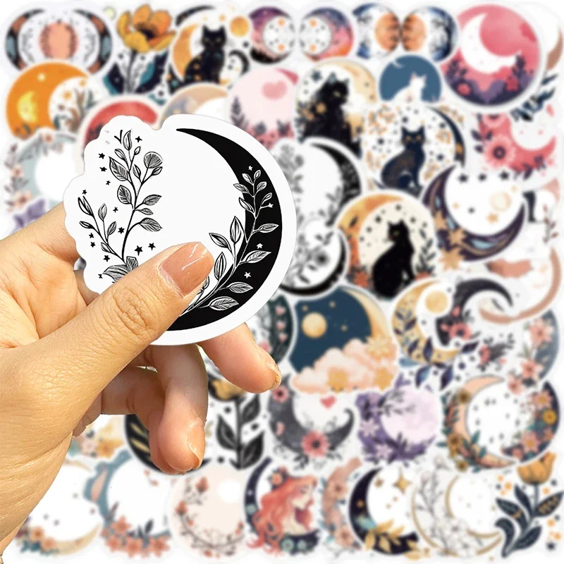 10/30/50PCS Moon Flower Cat PVC Sticker Aesthetic Decoration Scrapbooking Accessories DIY Stationery School Supplies
