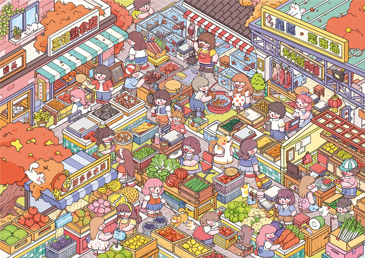 JIAMEI Plus Size Kawaii 3D Cartoon City Town Fun Scenery Stickers DIY Hand Stacked Scrapbook Miniature Scene Stickers Child Gift