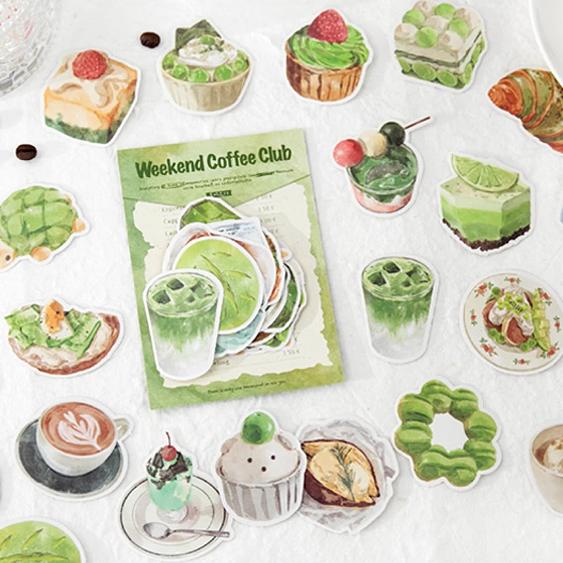 Mr.Paper 50Pcs/Bag Sweet Collection Series Washi Stickers Watercolor Food & Coffee for Journal Scrapbook & Planner
