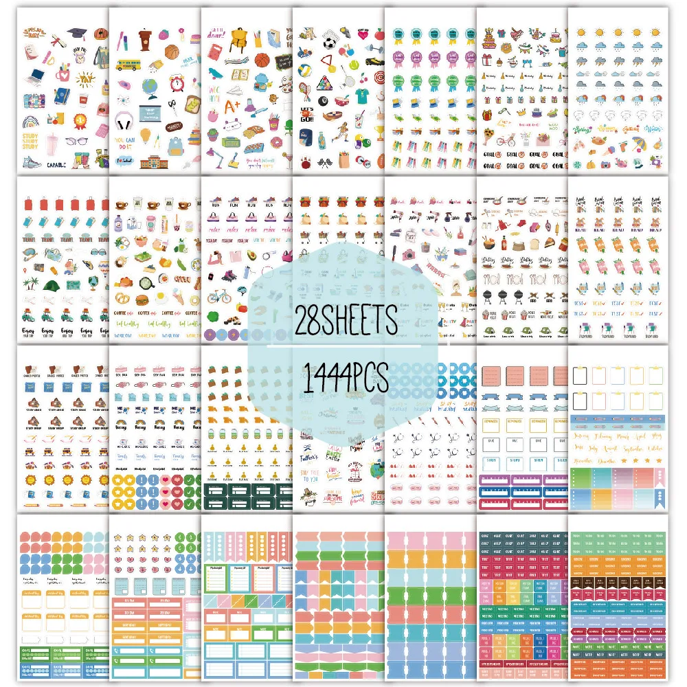Daily Planner Sticker Contains 1444 Stickers, a Variety of Types, 28 Stickers Per Week Per Month, Daily Planning, Diary, Handboo
