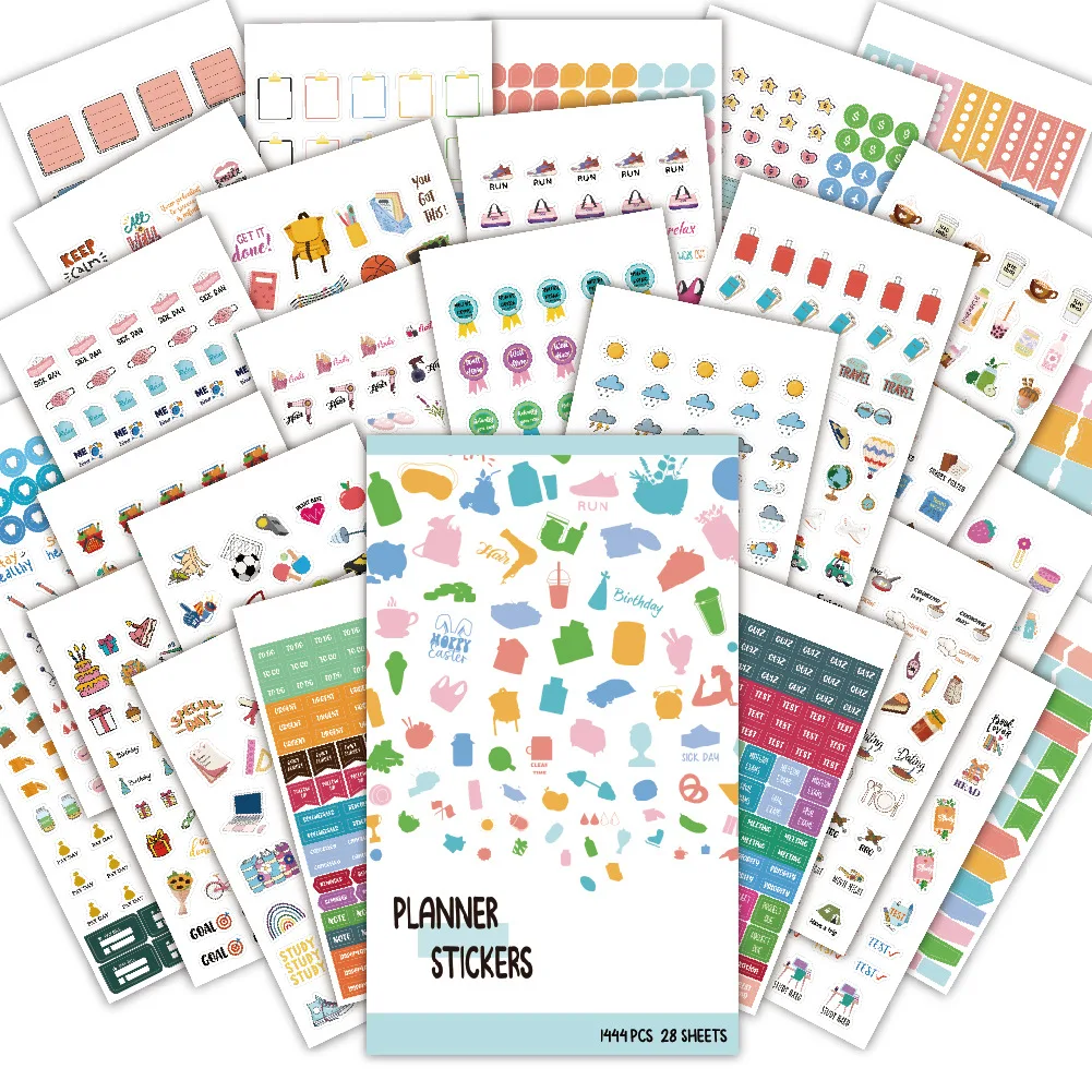 Daily Planner Sticker Contains 1444 Stickers, a Variety of Types, 28 Stickers Per Week Per Month, Daily Planning, Diary, Handboo