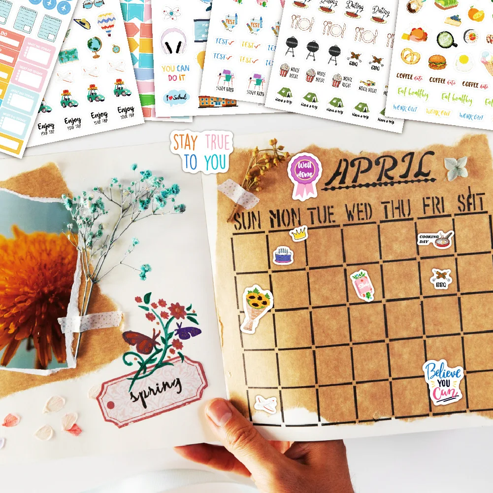 Daily Planner Sticker Contains 1444 Stickers, a Variety of Types, 28 Stickers Per Week Per Month, Daily Planning, Diary, Handboo