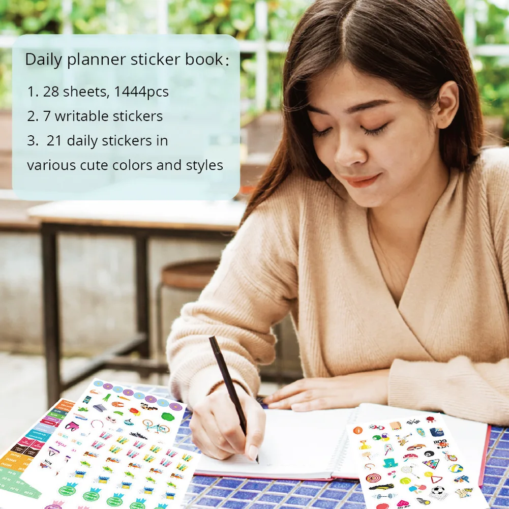 Daily Planner Sticker Contains 1444 Stickers, a Variety of Types, 28 Stickers Per Week Per Month, Daily Planning, Diary, Handboo