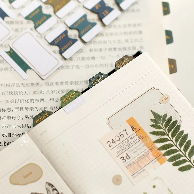 Fromthenon Vintage Bronzed Gold Index Sticker Sticky Bookmark Planner Notebook and Journal Decorative Stickers Stationery