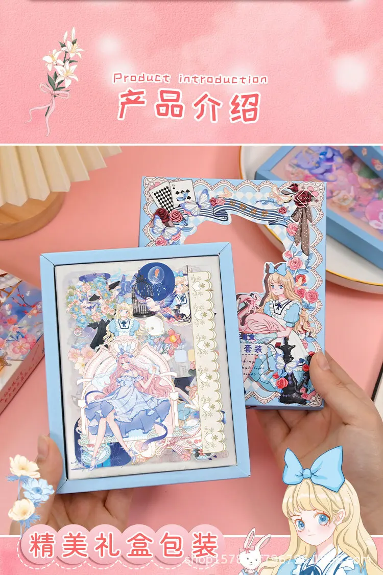 50sheets Stationery Stickers Kawaii cute girl Scrapbook Stickers Junk Journal Decorative Stickers Sticker for Scrapbookingֽֽ