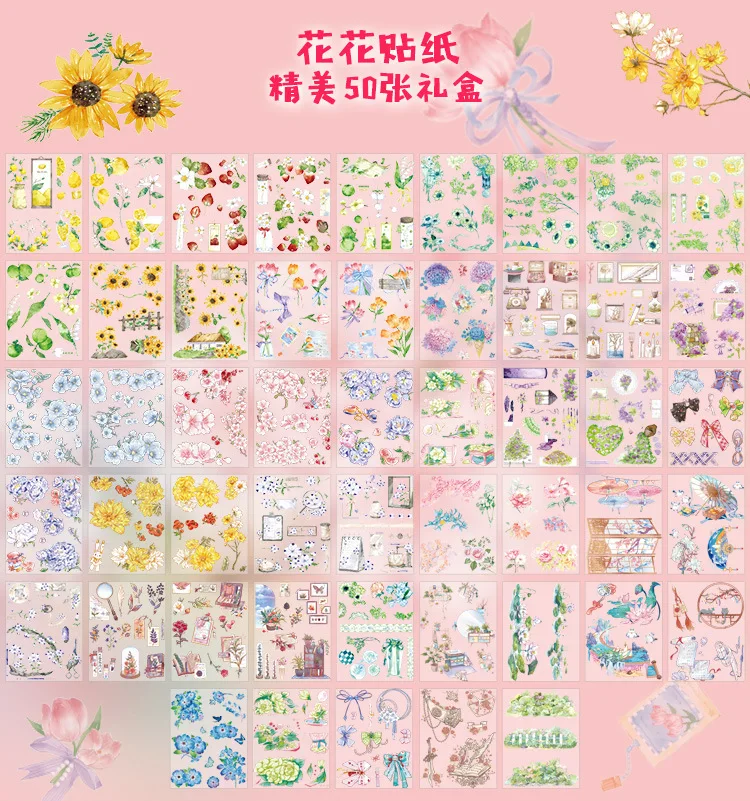 50sheets Stationery Stickers Kawaii cute girl Scrapbook Stickers Junk Journal Decorative Stickers Sticker for Scrapbookingֽֽ