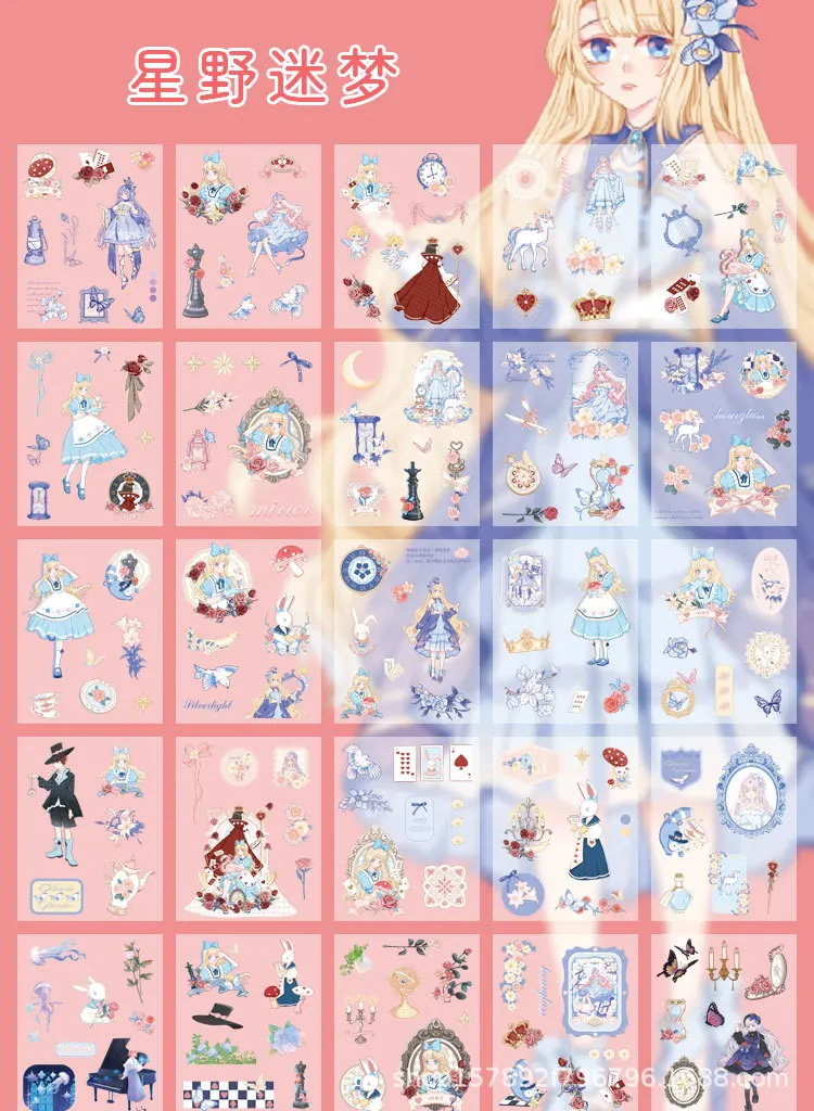 50sheets Stationery Stickers Kawaii cute girl Scrapbook Stickers Junk Journal Decorative Stickers Sticker for Scrapbookingֽֽ