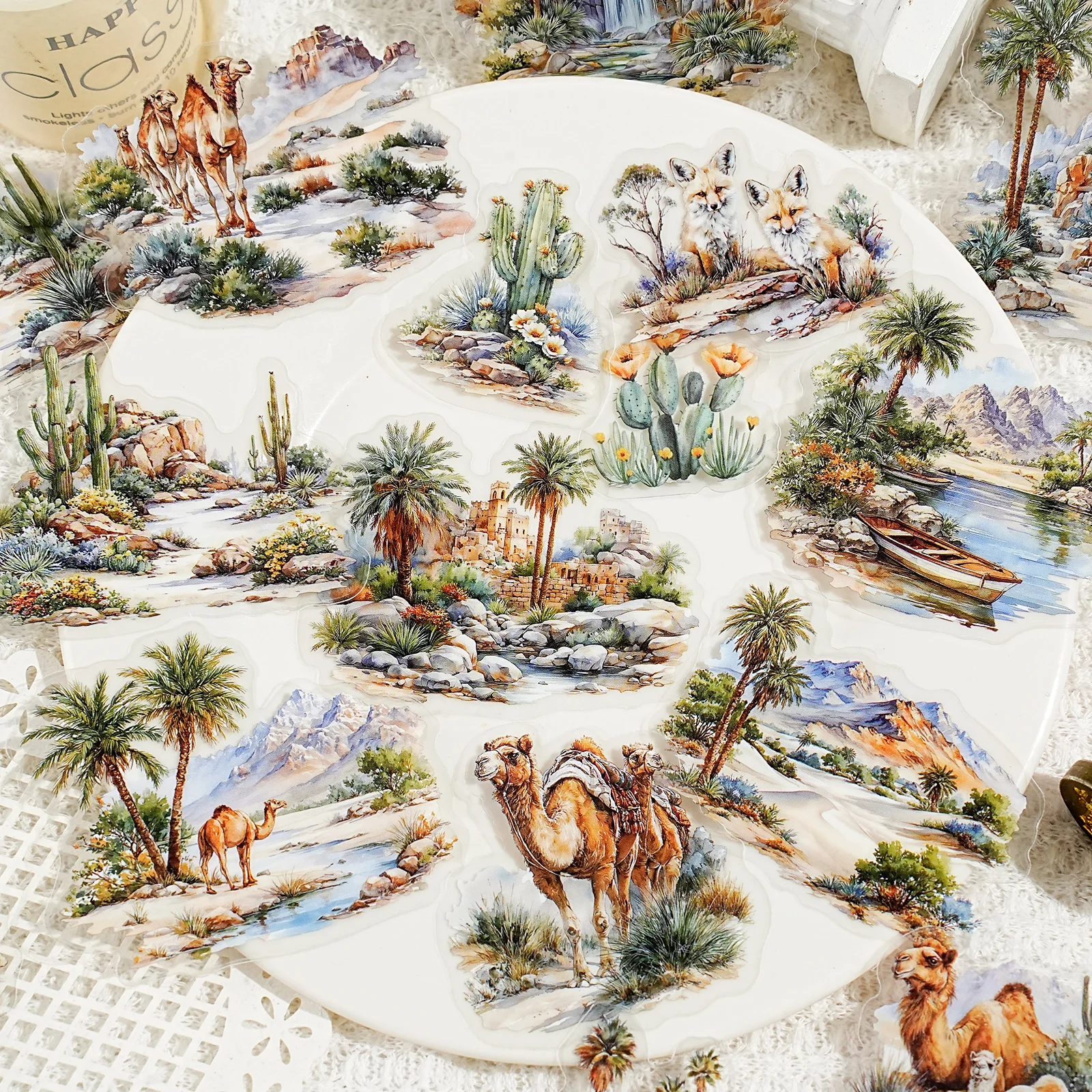 Etori Life Mountain and River in Art Series Retro Four Seasons Scenery Pet Stickers for Decoration, Handmade Scrapbooking, Albums, Suitcases, Travel Stickers, Room Decoration, Gift Paper Bags, Student Stationery, Children's Stickers