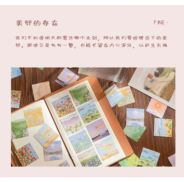 46pcs Pink Tone Series Decorative Stationery Oil Painting Stickers for Planner Scrapbooking DIY Diary Album Stick Labels