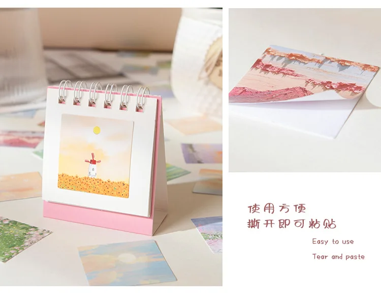 46pcs Pink Tone Series Decorative Stationery Oil Painting Stickers for Planner Scrapbooking DIY Diary Album Stick Labels