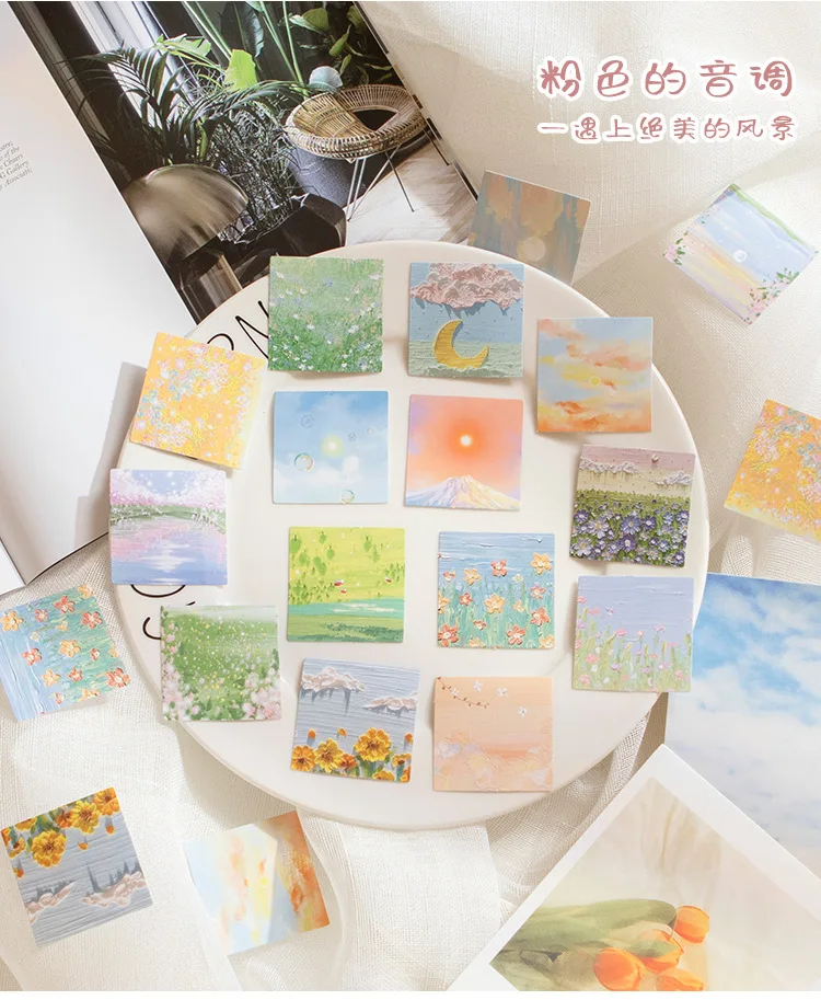 46pcs Pink Tone Series Decorative Stationery Oil Painting Stickers for Planner Scrapbooking DIY Diary Album Stick Labels