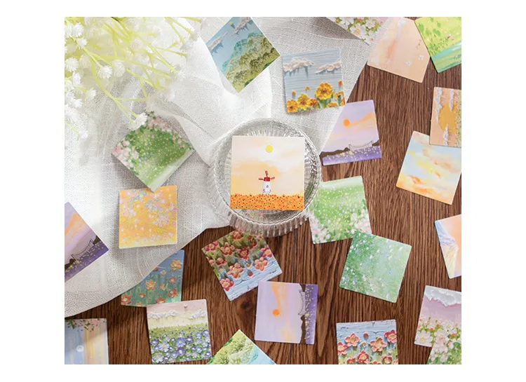 46pcs Pink Tone Series Decorative Stationery Oil Painting Stickers for Planner Scrapbooking DIY Diary Album Stick Labels