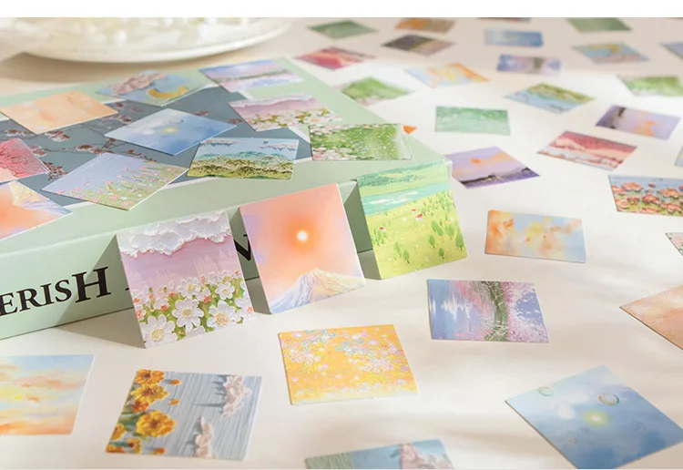 46pcs Pink Tone Series Decorative Stationery Oil Painting Stickers for Planner Scrapbooking DIY Diary Album Stick Labels