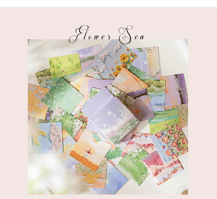 46pcs Pink Tone Series Decorative Stationery Oil Painting Stickers for Planner Scrapbooking DIY Diary Album Stick Labels