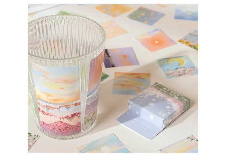 46pcs Pink Tone Series Decorative Stationery Oil Painting Stickers for Planner Scrapbooking DIY Diary Album Stick Labels