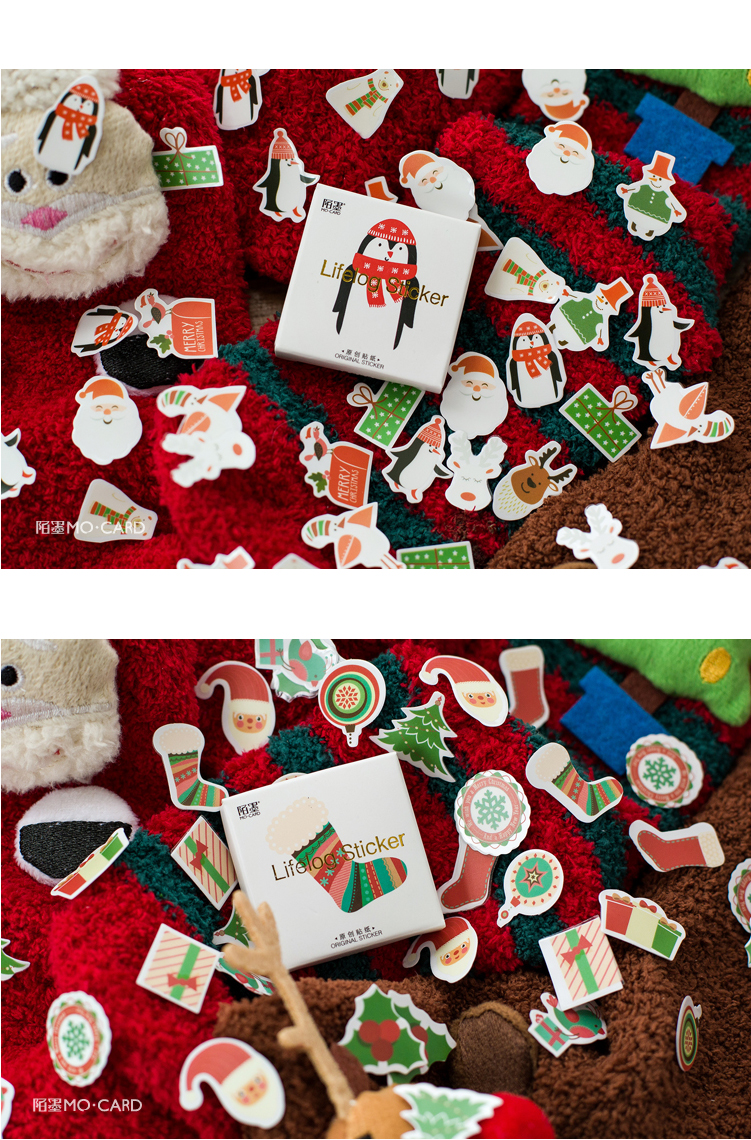 45PCS Merry Santa Claus Christmas Themed Decorative Stickers for DIY Scrapbooking Diary Album Stationery Box Set