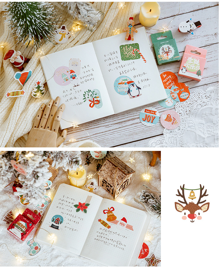 45PCS Merry Santa Claus Christmas Themed Decorative Stickers for DIY Scrapbooking Diary Album Stationery Box Set