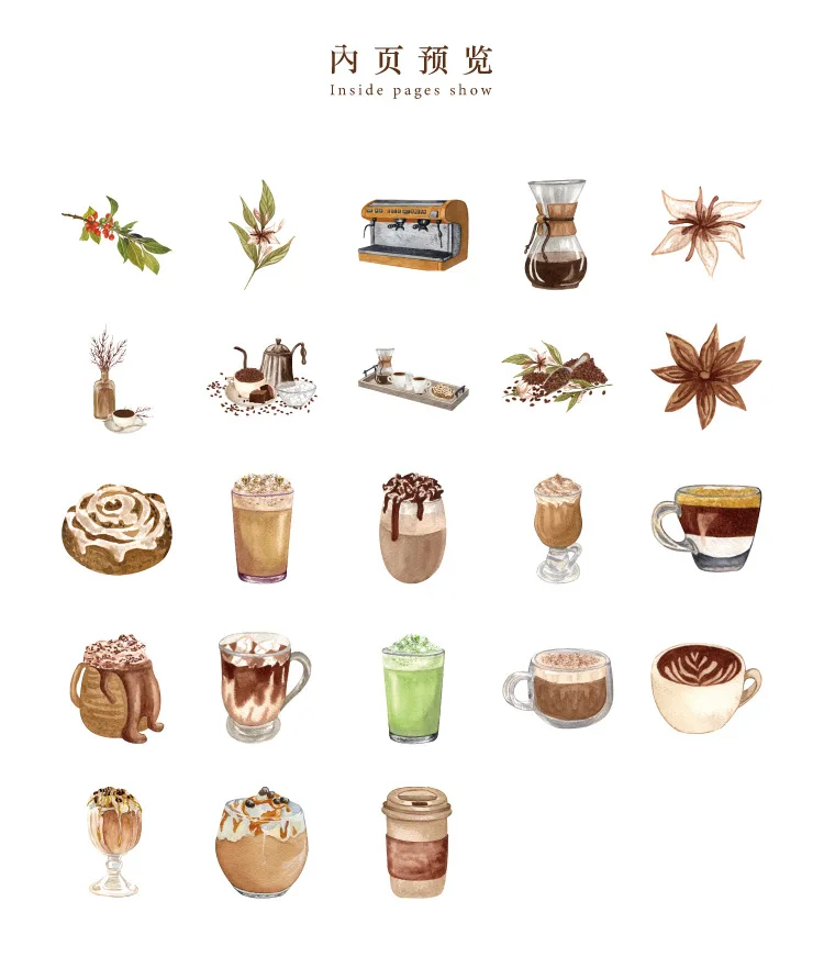 46pcs Street Corner Coffee House Themed Decorative Stationery Stickers for Scrapbooking DIY Diary Album Labels