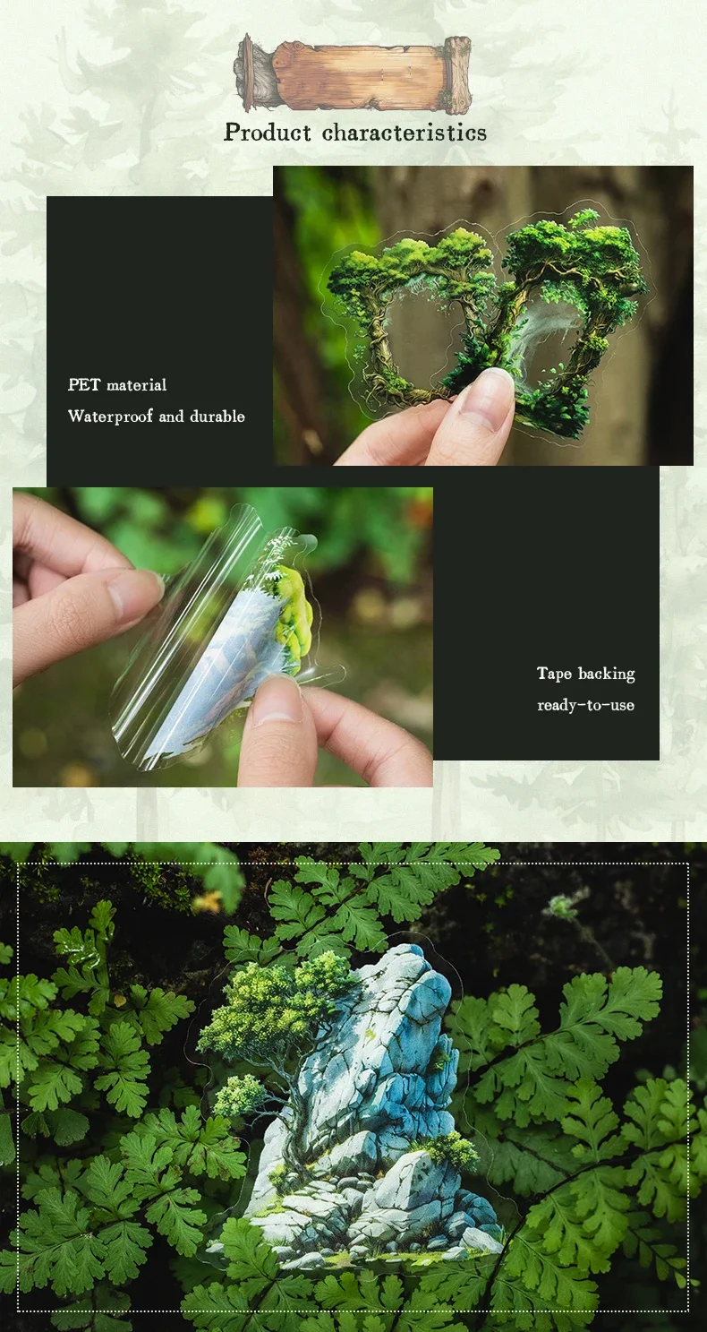JIANWU Forest Home Series Vintage Plant Animal Material Collage PET Sticker Creative DIY Journal Scrapbooking Stationery