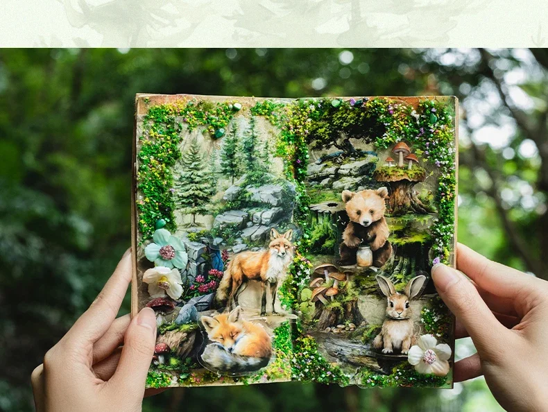 JIANWU Forest Home Series Vintage Plant Animal Material Collage PET Sticker Creative DIY Journal Scrapbooking Stationery