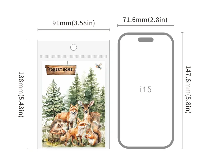 JIANWU Forest Home Series Vintage Plant Animal Material Collage PET Sticker Creative DIY Journal Scrapbooking Stationery