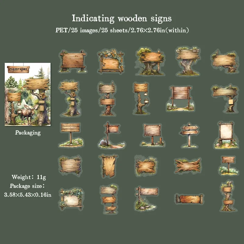JIANWU Forest Home Series Vintage Plant Animal Material Collage PET Sticker Creative DIY Journal Scrapbooking Stationery