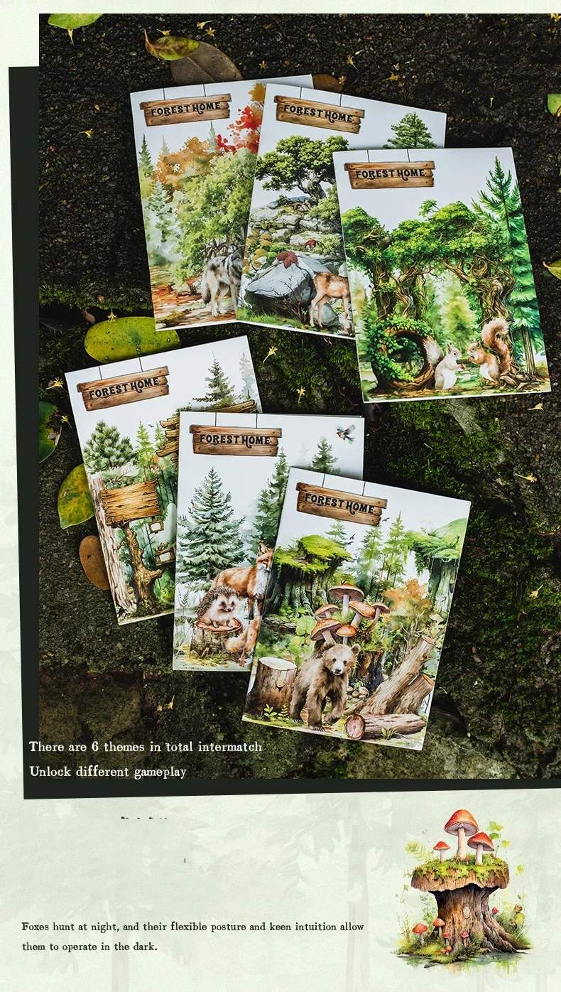 JIANWU Forest Home Series Vintage Plant Animal Material Collage PET Sticker Creative DIY Journal Scrapbooking Stationery