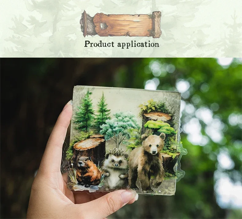 JIANWU Forest Home Series Vintage Plant Animal Material Collage PET Sticker Creative DIY Journal Scrapbooking Stationery