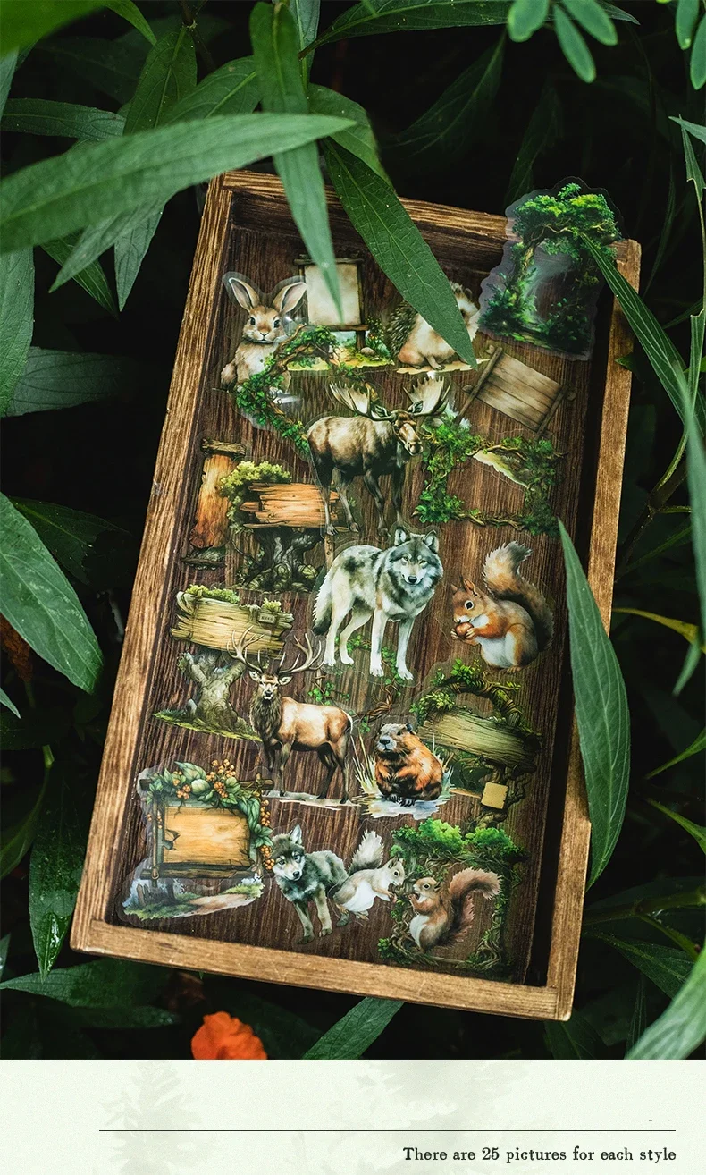 JIANWU Forest Home Series Vintage Plant Animal Material Collage PET Sticker Creative DIY Journal Scrapbooking Stationery