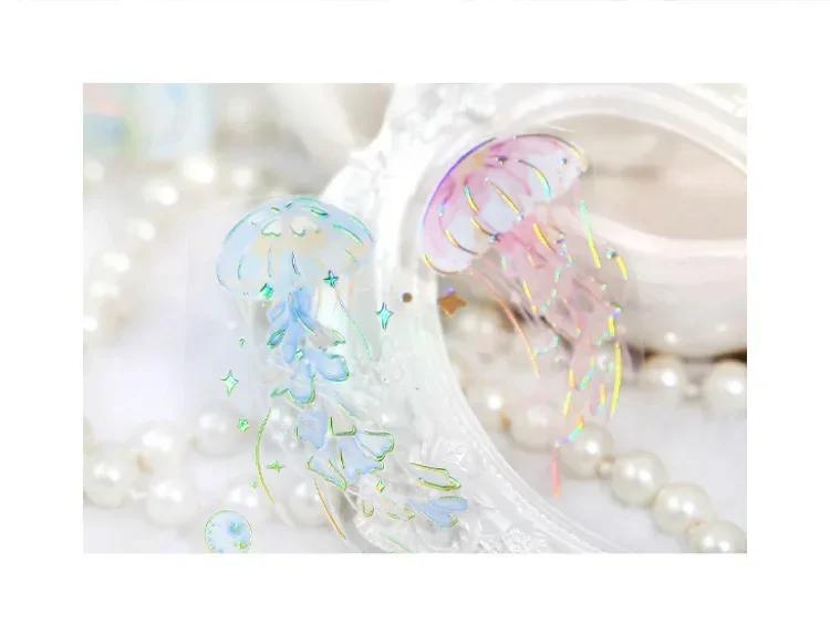 3pcs Kawaii Feather Dragonfly Bird Jellyfish Decorative Stickers Pack Scrapbooking Material Label Diary Phone Journal Planner
