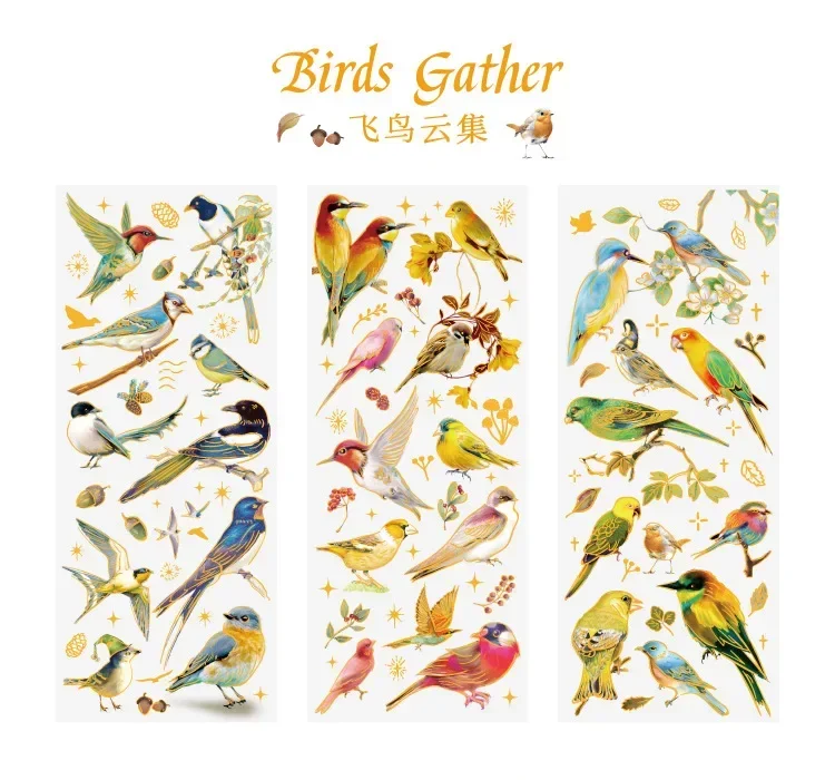 3pcs Kawaii Feather Dragonfly Bird Jellyfish Decorative Stickers Pack Scrapbooking Material Label Diary Phone Journal Planner