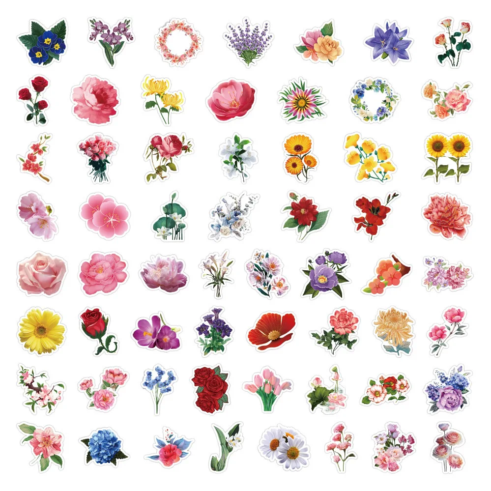 30/60/180 Flowers Stickers Cartoon Cute Decals Toy Stationery Guitar Phone Bicycle Laptop Luggage Car Graffiti Kids Sticker