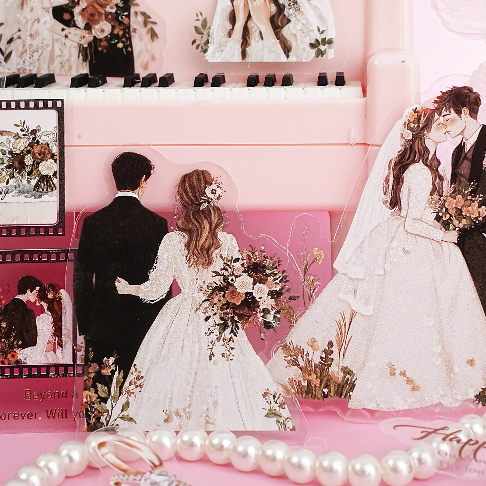 Etori Life Series: the Rest of My Life with You - Beautiful Figures Paired with Romantic Scenes Collage Decorative Stickers for Scrapbooking Supplies, Photo Albums, Office Notebooks, Phone Stickers, Room Decoration, Gift Bags, Student Stationery, Children's Stickers, Valentine's Day Materials, Small Gifts, Waterproof Decals